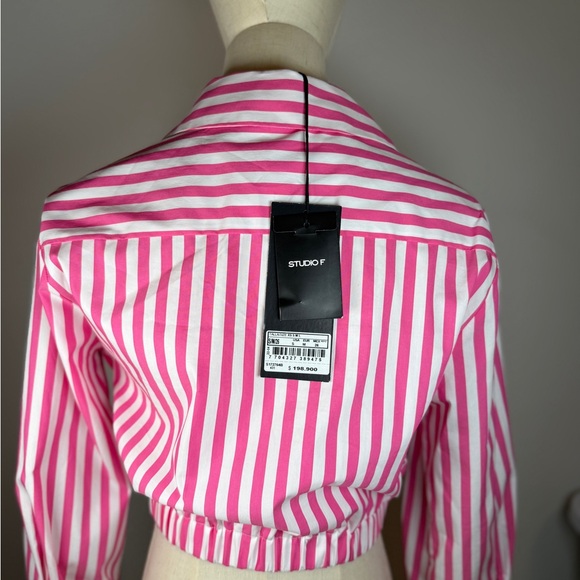 Elegant Pink and White Striped Blouse - Picture 9 of 11